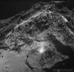 Выброс пыли с поверхности кометы 67P