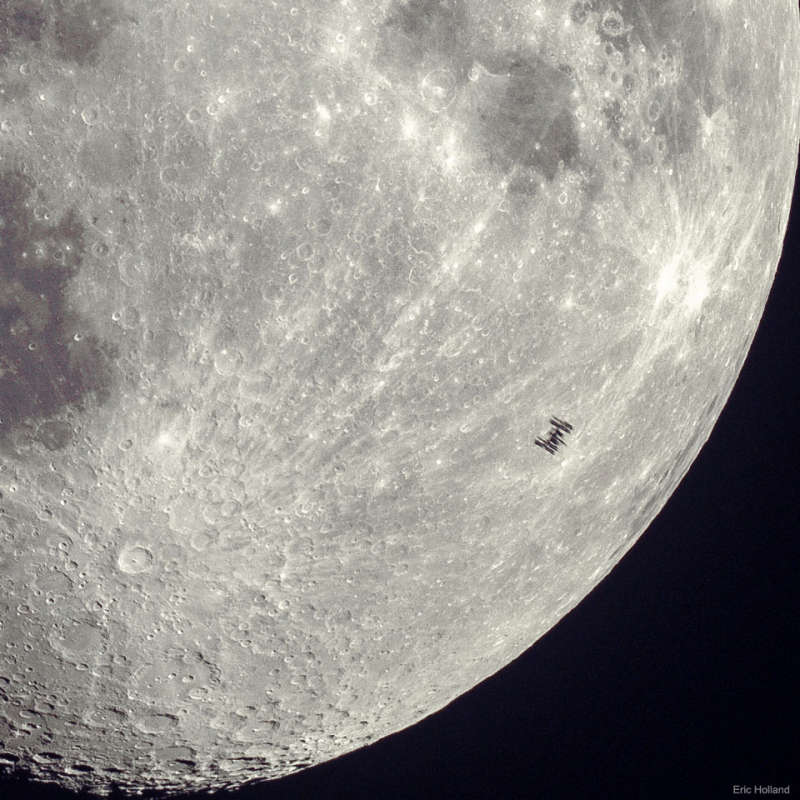 Space Station Silhouette on the Moon