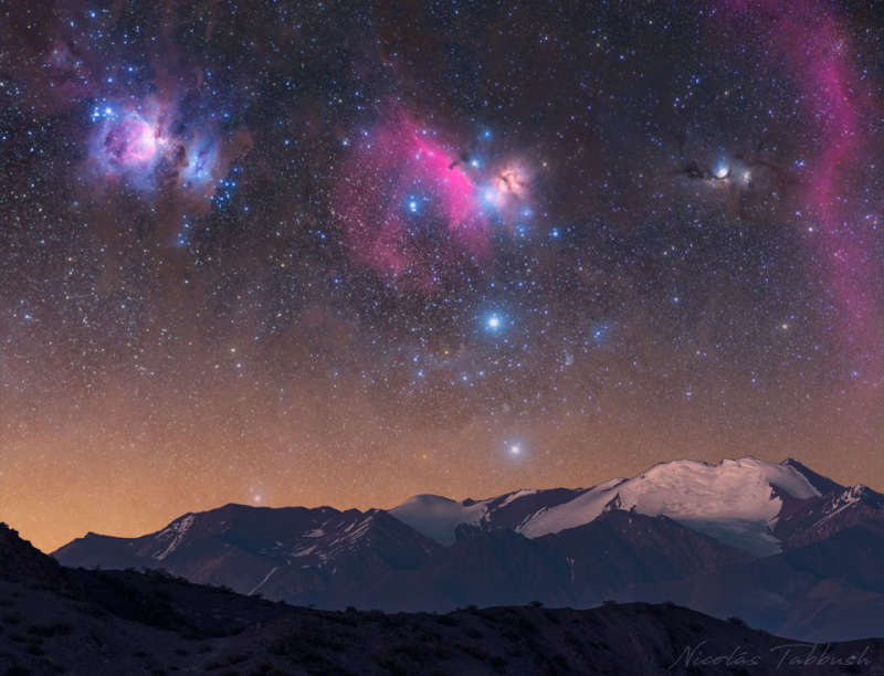 Orion over Argentine Mountains