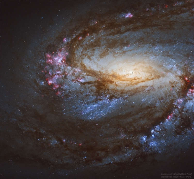 Спиральная галактика M66 от телескопа им.Хаббла