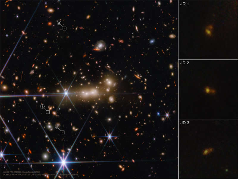 MACS0647: гравитационное линзирование в ранней Вселенной от телескопа "Джеймс Вебб"