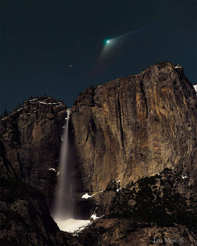 Kometa ZTF nad 'osemitskim vodopadom