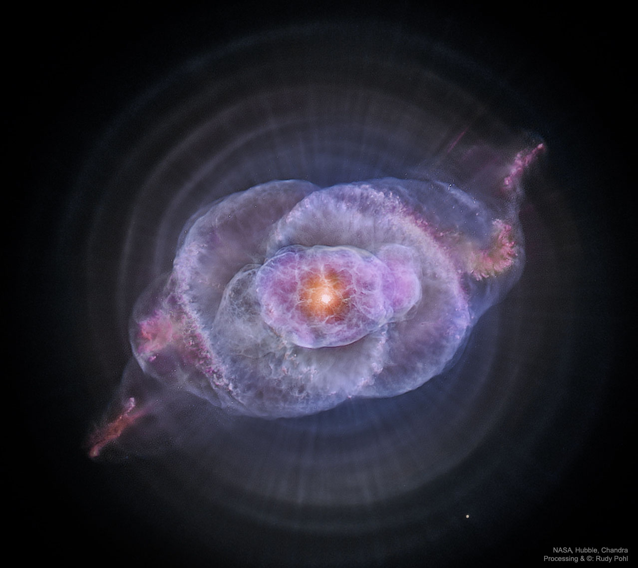 APOD: 2024 January 7  The Cats Eye Nebula in Optical and X-ray