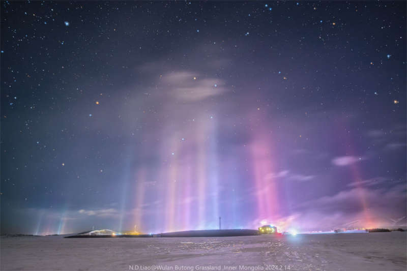 APOD: 2024 March 4 B Light Pillars Over Inner Mongolia