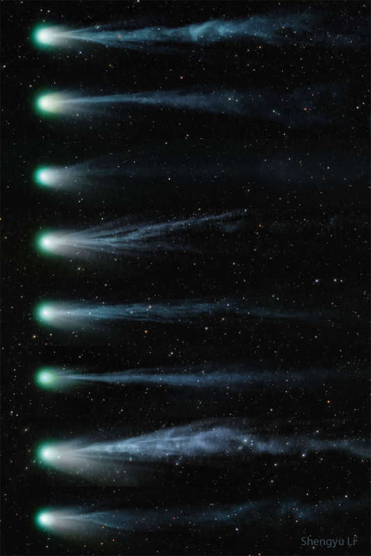 Izmenyayushiisya ionnyi hvost komety Ponsa-Bruksa