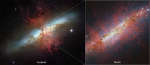 Galaktika Sigara ot teleskopov "Habbl" i "Dzheims Vebb"