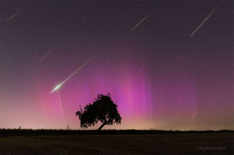 APOD: 2024 August 14 B Meteors and Aurora over Germany