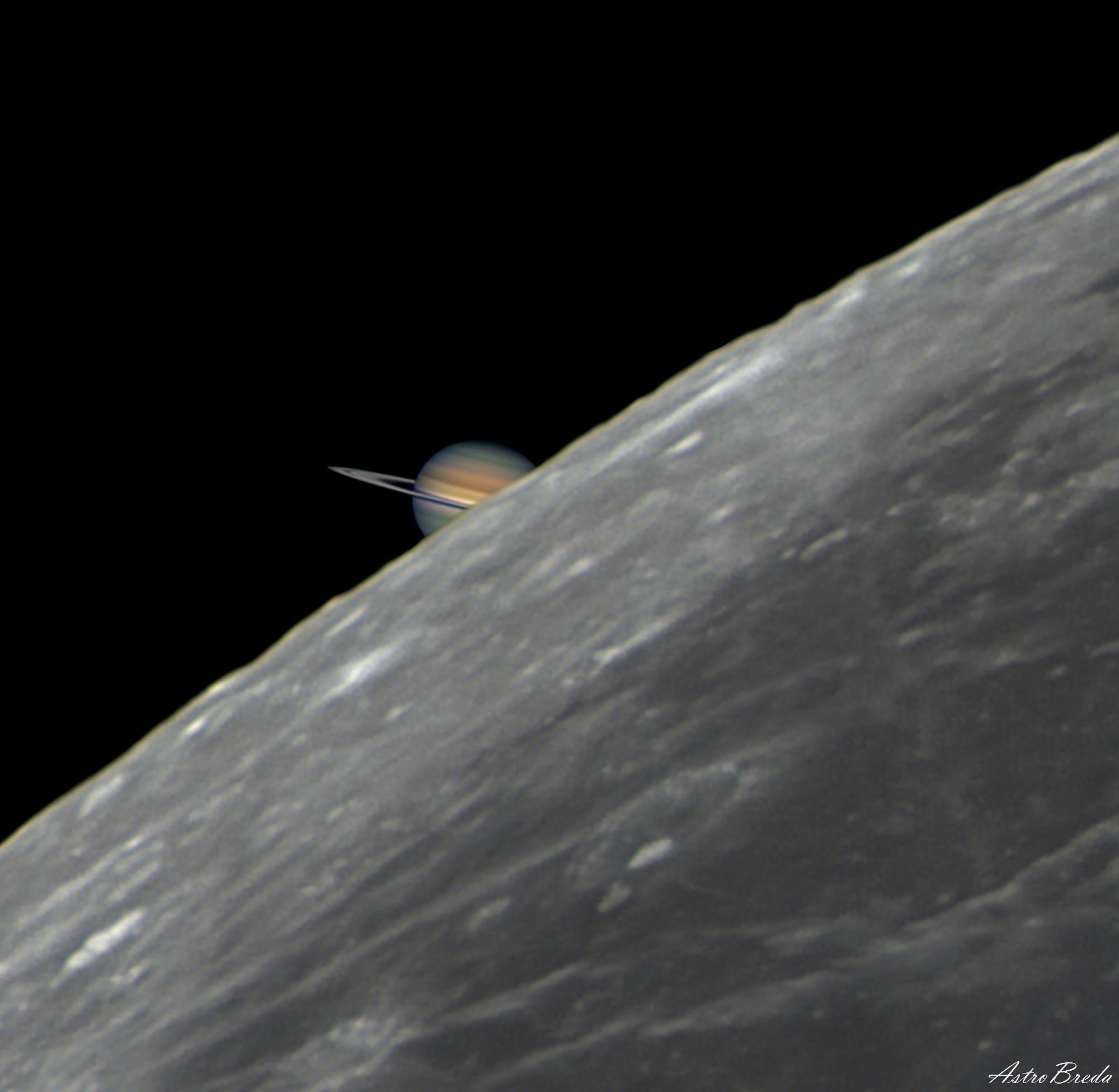 APOD: 2024 August 27  Moon Eclipses Saturn