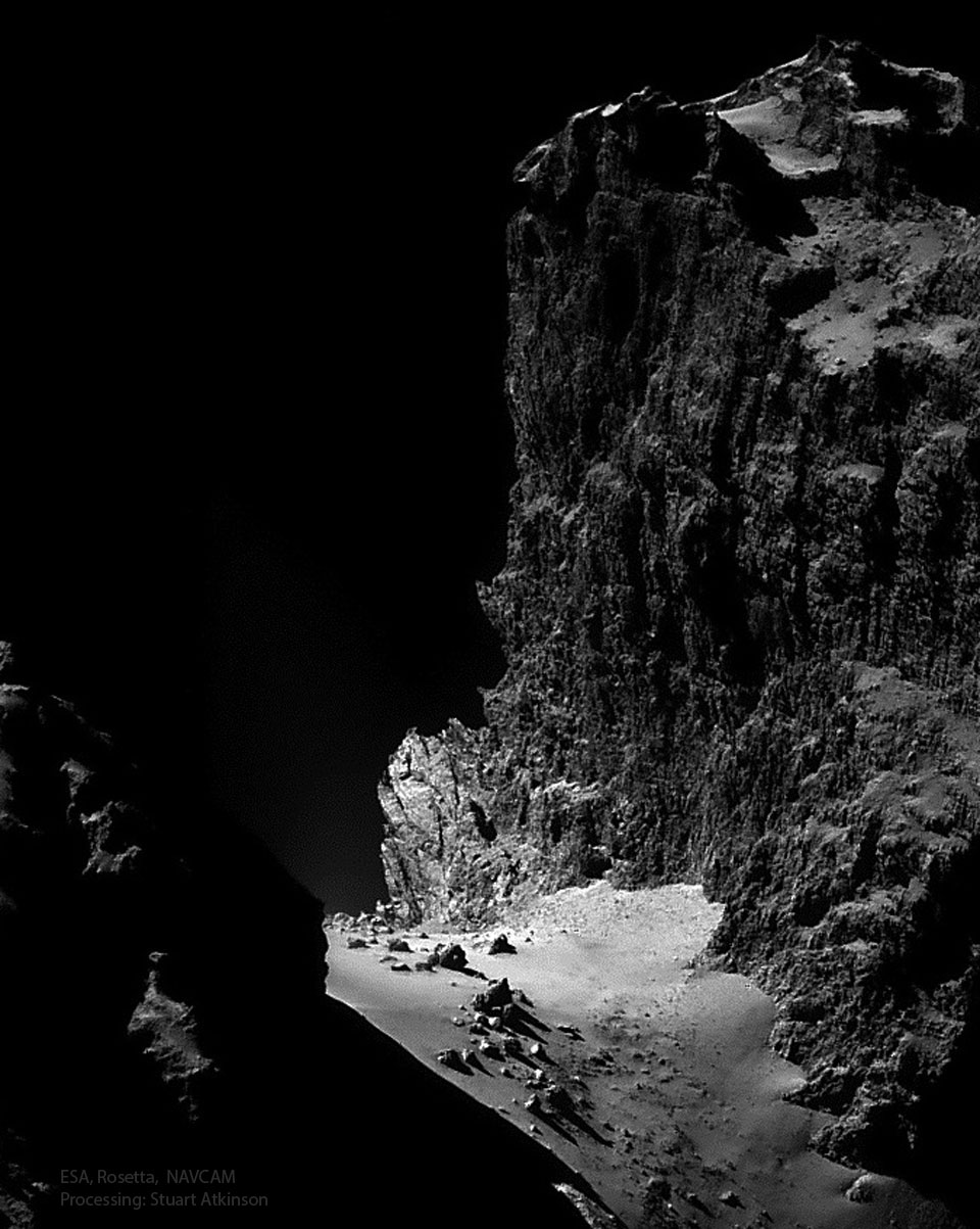 APOD: 2024 December 16  A Kilometer High Cliff on Comet Churyumov Gerasimenko