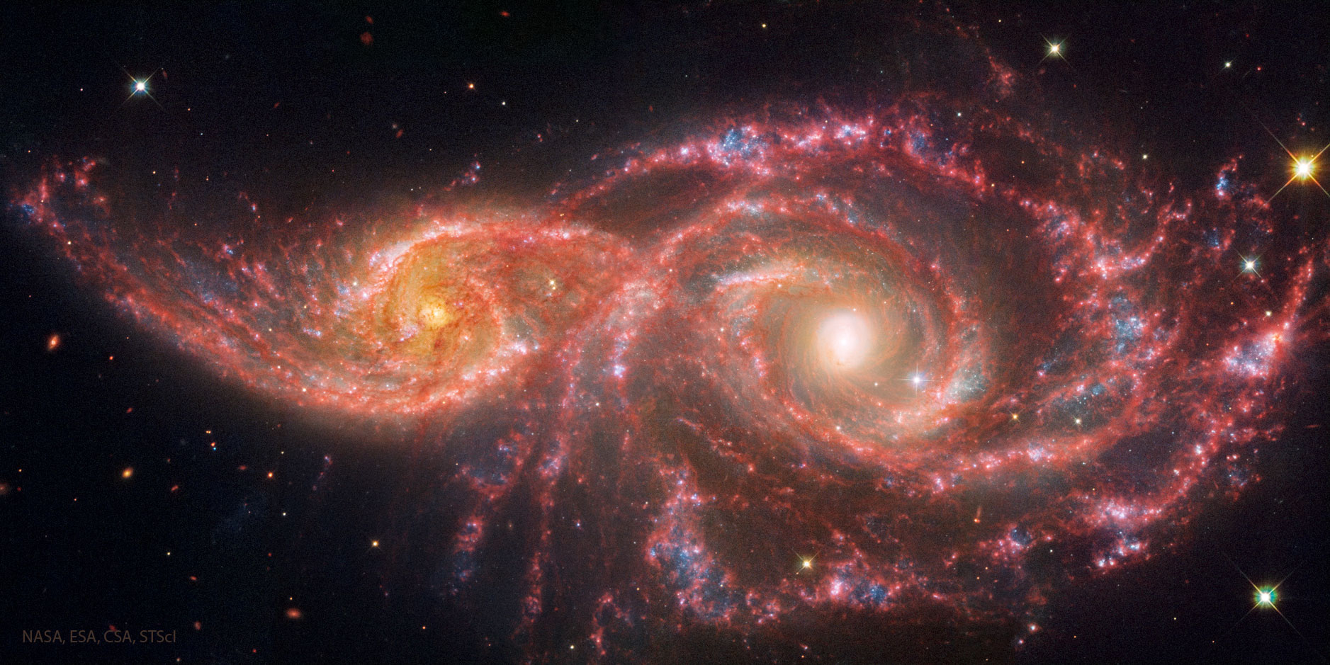 APOD: 2025 January 6  Colliding Spiral Galaxies from Webb and Hubble