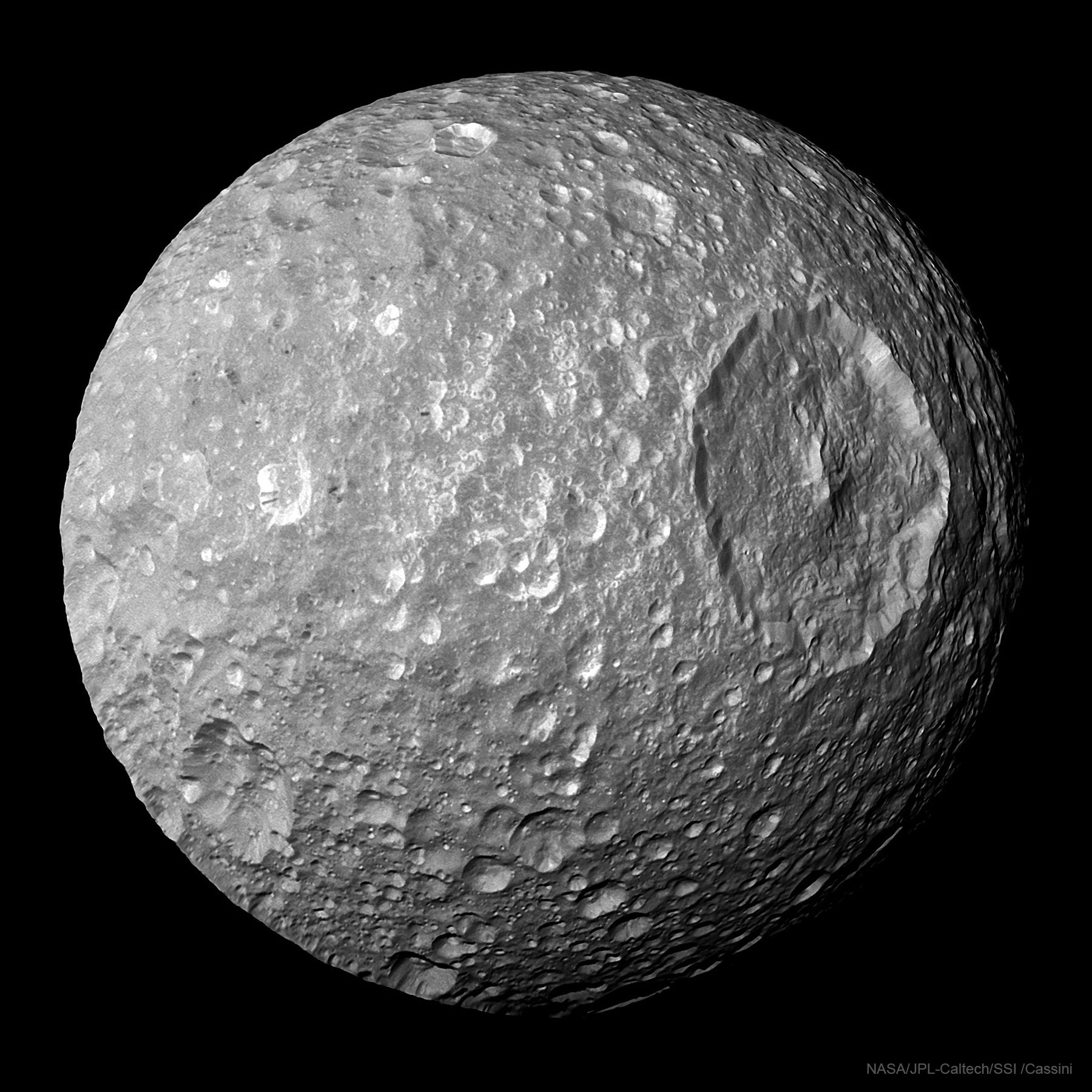 APOD: 2025 January 12 B Mimas: Small Moon with a Big Crater