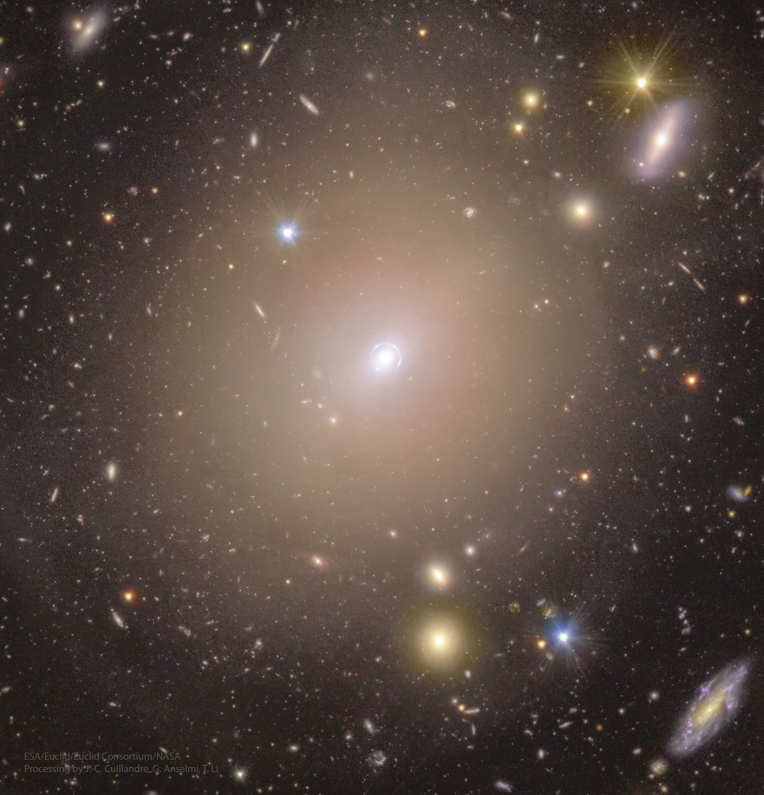 APOD: 2025 February 26  Einstein Ring Surrounds Nearby Galaxy Center