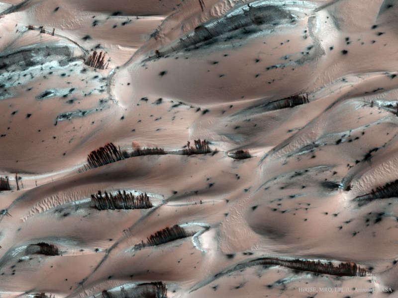 APOD: 2025 June 29  Dark Sand Cascades on Mars