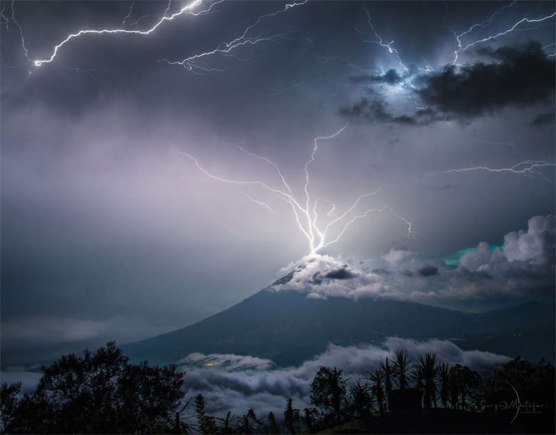 APOD: 2025 July 27  Lightning over the Volcano of Water